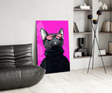 Cool Cat in Shades Glass Wall Art