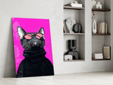Cool Cat in Shades Glass Wall Art