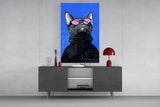 Cool Cat in Shades Glass Wall Art