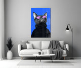 Cool Cat in Shades Glass Wall Art