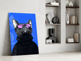 Cool Cat in Shades Glass Wall Art