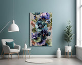 Elegant Midnight Bloom Glass Wall Art