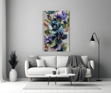 Elegant Midnight Bloom Glass Wall Art