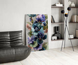 Elegant Midnight Bloom Glass Wall Art