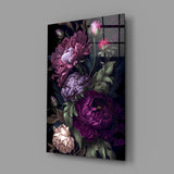 Elegant Dark Floral Bouquet Glass Wall Art