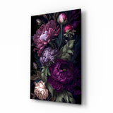 Elegant Dark Floral Bouquet Glass Wall Art