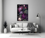 Elegant Dark Floral Bouquet Glass Wall Art