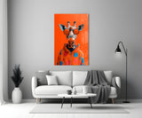 Giraffe in Red Polka Dot Hoodie Glass Wall Art