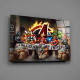 Marvel Heroes Dining Glass Wall Art