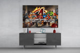 Marvel Heroes Dining Glass Wall Art