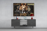 Lion King 100 Dollar Bill Glass Wall Art