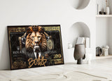 Lion King 100 Dollar Bill Glass Wall Art