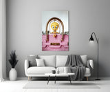 Tweety in Pink Purse Glass Wall Art