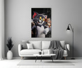 Tom & Jerry: Gangster Style Glass Wall Art