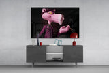 Pink Hipster Hippo Smoking Glass Wall Art