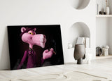 Pink Hipster Hippo Smoking Glass Wall Art
