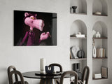 Pink Hipster Hippo Smoking Glass Wall Art