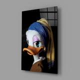 Duck with Pearl Earring Glass Wall Art
