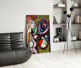 Abstract Woman with Mirror Glass Wall Art
