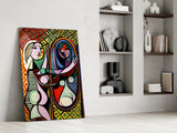 Abstract Woman with Mirror Glass Wall Art