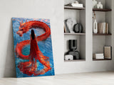 Dragon Dance in Red Glass Wall Art