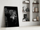 Elegant Wolf Portrait Glass Wall Art