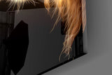 Lion and Cub Fire Glass Wall Art