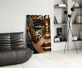 Golden Leopard Glam Glass Wall Art