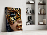Golden Leopard Glam Glass Wall Art