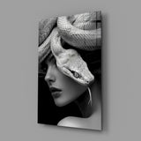 Snake Head Portrait Glass Wall Art