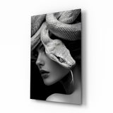 Snake Head Portrait Glass Wall Art