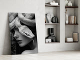Snake Head Portrait Glass Wall Art