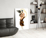 Elegant Hand with Bird and Halo Glass Wall Art