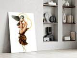 Elegant Hand with Bird and Halo Glass Wall Art