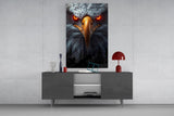 Eagle's Fiery Gaze Glass Wall Art