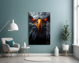 Eagle's Fiery Gaze Glass Wall Art