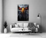 Eagle's Fiery Gaze Glass Wall Art