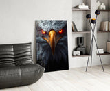 Eagle's Fiery Gaze Glass Wall Art