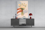Sunlit Daisy Bouquet Glass Wall Art