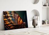 Butterfly Wing in Fire Glass Wall Art