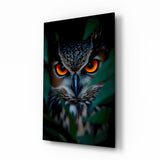 Yeux de hibou inquiétants Tableau en verre - 72x46 cm