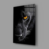Elegant Black Panther Glass Wall Art