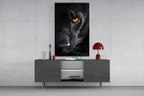Elegant Black Panther Glass Wall Art
