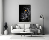 Elegant Black Panther Glass Wall Art