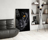 Elegant Black Panther Glass Wall Art