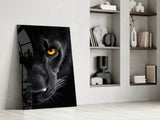 Elegant Black Panther Glass Wall Art
