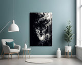 Ferocious Wolf in Flames Glass Wall Art