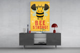 Bee Strong Motivational Glass Wall Art