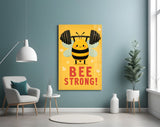Bee Strong Motivational Glass Wall Art
