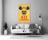 Bee Strong Motivational Glass Wall Art